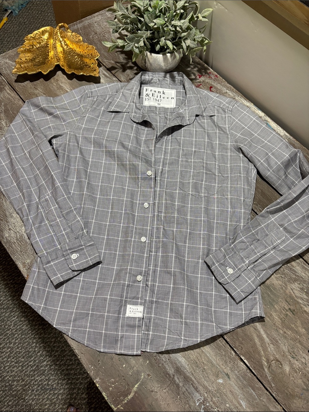 Frank & Eileen Gray Windowpane Button-Up Shirt